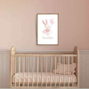 Poster Coelho Bailarina Rosa Arte Personalizada para Pare