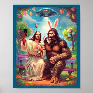 Poster Coelho Bigfoot engraçado pascoa jesus sasquatch se
