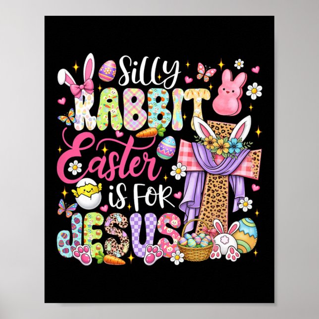 Poster Coelho Bobo Páscoa é Para Jesus Bunny Fofo Cristo (Frente)