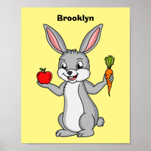 Poster Coelho bonito com cartografia de vegetais