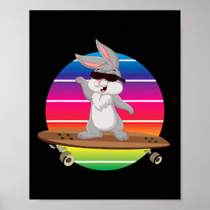 Poster Coelho Bonito De Cavalinho De Skate Arco-Íris Skat