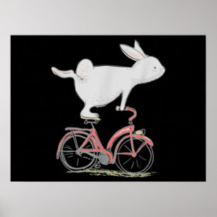 Poster Coelho Bonito Na Bicicleta De Ciclo De Bicicleta