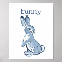 Coelho Bonito Rabblt Aquarela Azul Animal Natureza