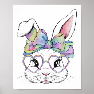 Poster Coelho Bonito Rosto Cara Tie Dye Gles Garota Feliz