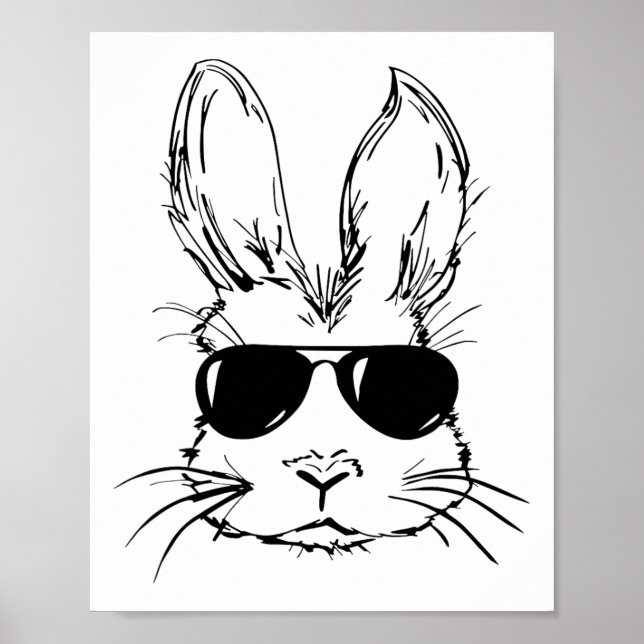 Poster Coelho Bonito Rosto Cara Tie Dye Gles Garota Feliz (Frente)