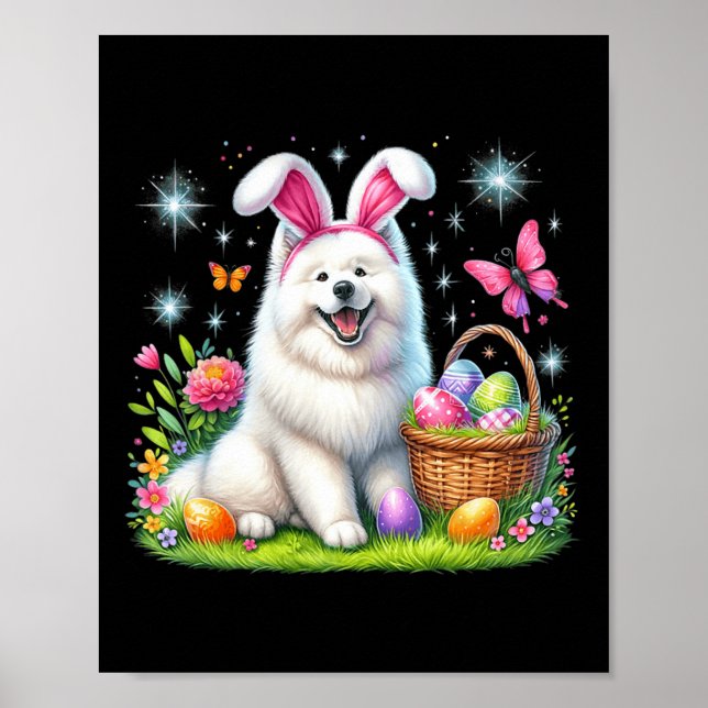 Poster Coelho Bonito Samoyed Cachorro Cachorro Cachorro P (Frente)