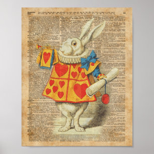 Póster Coelho branco Alice em trabalhos de arte do