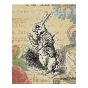 Póster Coelho Branco Aventuras de Alice no País das Marav