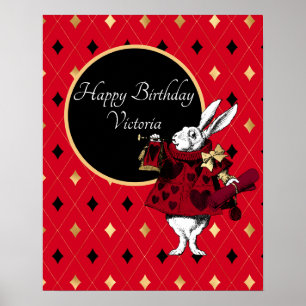 Poster Coelho Branco no Aniversário Vermelho