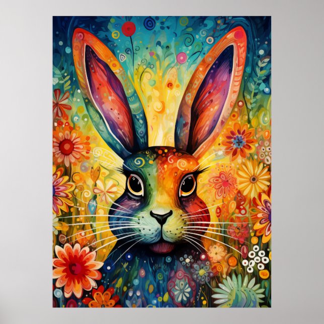 Poster Coelho Bunny Jardim de Arco-Íris (Frente)