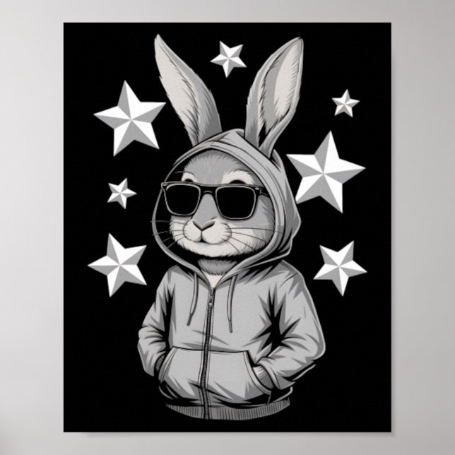 Poster Coelho Cara Com Óculos De Sol Coelho (Frente)