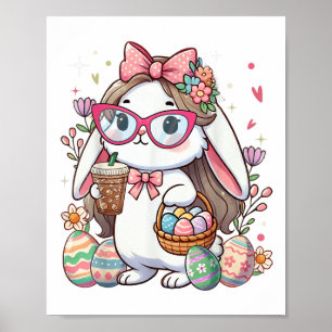 Poster Coelho Coelho da Páscoa Ovos de Café Caça Menina