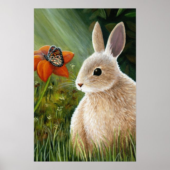 Poster Coelho com borboleta 55 (Frente)