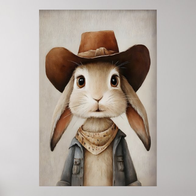 Poster Coelho com Chapéu de Cowboy, Arte de Parede de Coe (Frente)