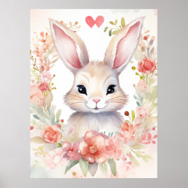 Poster Coelho com coroa de flores