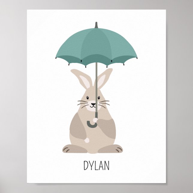 Poster Coelho com o nome personalizado de guarda-chuva, b (Frente)