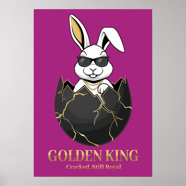 Poster Coelho com óculos legais, Dourado, rachado, real (Frente)