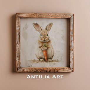 Poster Coelho com Pintura de Cenoura Arte Caprichosa de C