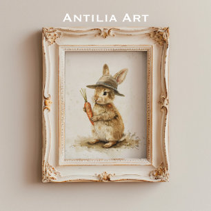 Poster Coelho com Pintura de Cenoura Coelho de Páscoa Rús