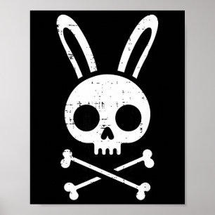 Poster Coelho da Páscoa Caveira Cruz Ossos Coelho Goth Ho