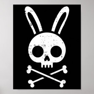Poster Coelho da Páscoa Caveira Cruz Ossos Coelho Goth Ho