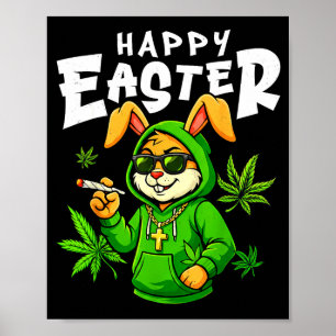 Poster Coelho da Páscoa feliz coelho engraçado fumando pa