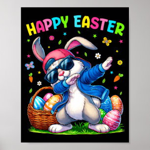 Poster Coelho da Páscoa Feliz Dabbing Dia da Páscoa Engra