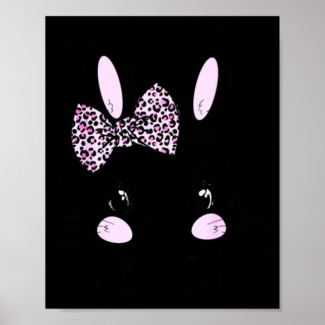 Poster Coelho da Páscoa Gravata Borboleta Leopardo Dia da (Frente)