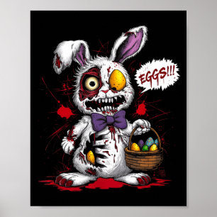 Poster Coelho da Páscoa Mau Zumbi Cesta de Ovos Horror As