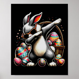 Poster Coelho Dabbing Happy Easter Egg Presente Crianças