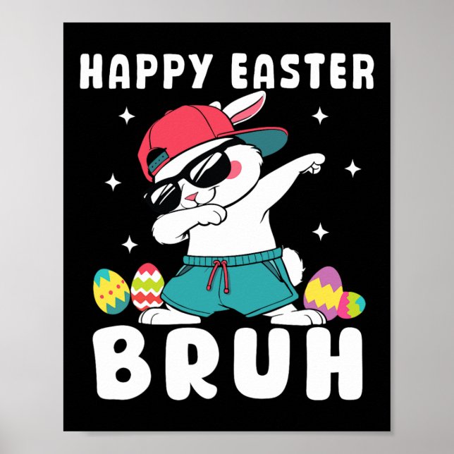 Poster Coelho Dabbing Ovos do Dia de Páscoa Dab Meninos M (Frente)