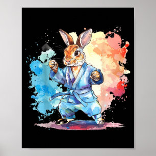 Poster Coelho de Caratê Jiu-Jitsu MMA Taekwondo Artes Mar