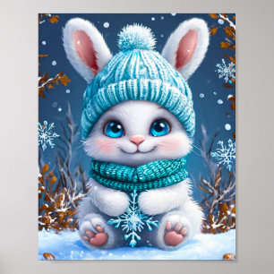 Poster Coelho de Desenho Animado Fofo com Estilo Macio