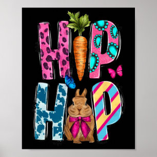 Poster Coelho de Hip Hop Ocidental e Cenoura Feliz Dia de