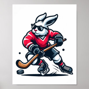Poster Coelho de hóquei no gelo Bunny Dia de Páscoa