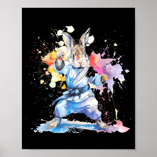 Poster Coelho de Kickboxing Karate Taekwondo Jiu-Jitsu MM (Frente)