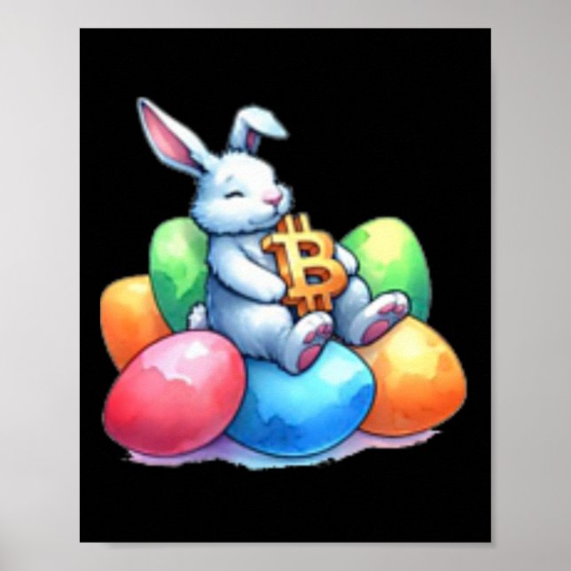 Poster Coelho de Páscoa Bitcoin Ovos Pequenos Sutis Pouco (Frente)