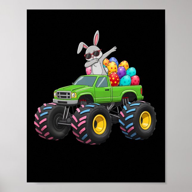 Poster Coelho de Páscoa Dabbing Caminhão Monstro Ovos de  (Frente)