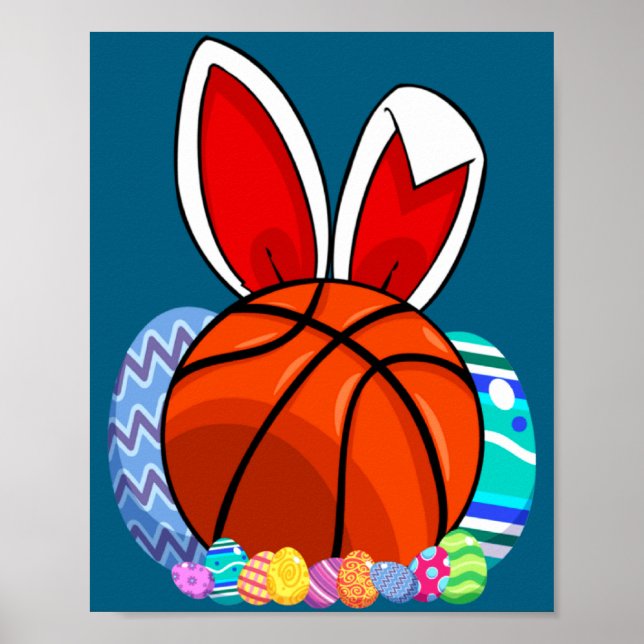 Poster Coelho de Páscoa de Basquetebol Fofo (Frente)