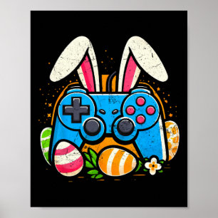 Poster Coelho de Páscoa de Controle de Videogame Antigo J