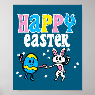 Poster Coelho de Páscoa Feliz Dança Meninos Meninas Crian