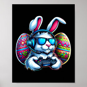 Poster Coelho de Páscoa Feliz Dia de Ovos Vídeo Game Jogo