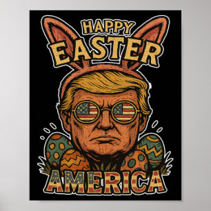 Poster Coelho de Páscoa Feliz Trump Caça aos Ovos Primave