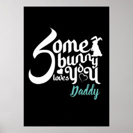 Poster Coelho de Páscoa Fofo Amor Preto Branco Tipografia