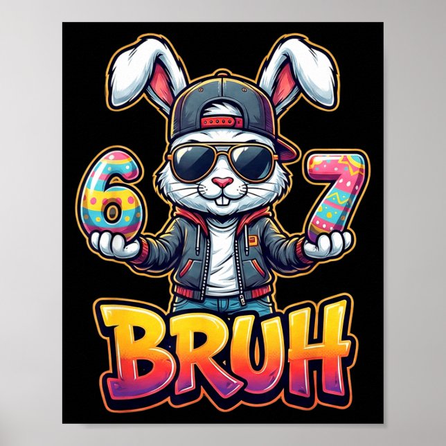 Poster Coelho de Páscoa Meme Bruh – Diversão 6 7 Ovos de  (Frente)