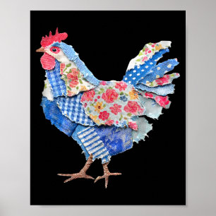 Poster Coelho de Remendo de Frango Ovos Coelho Feliz Pásc