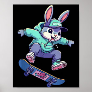 Poster Coelho de skate legal coelho engraçado patinando p