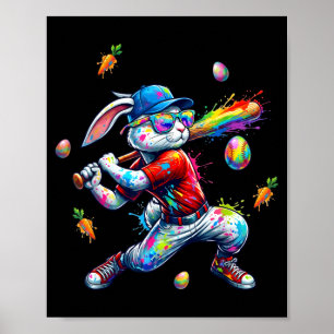 Poster Coelho de tinta arco-íris massa engraçado coelho d
