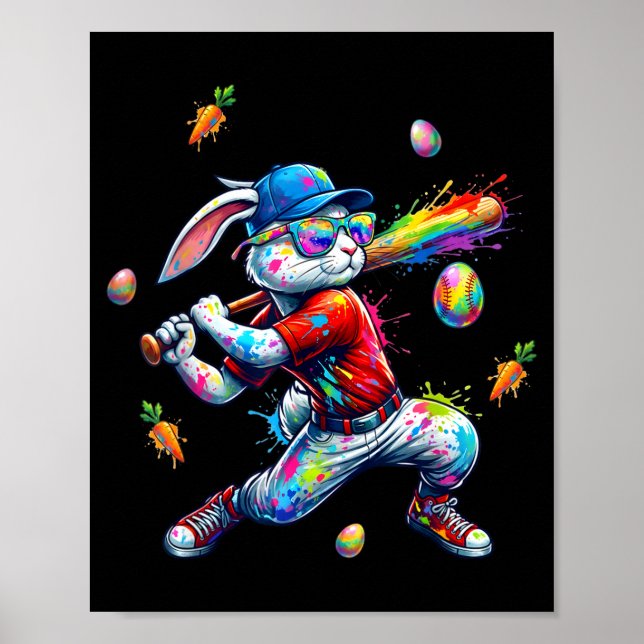 Poster Coelho de tinta arco-íris massa engraçado coelho d (Frente)
