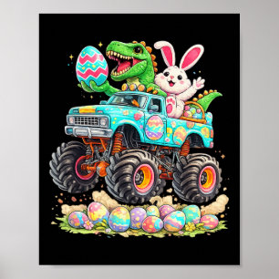 Poster Coelho Dinossauro Com Caminhão Páscoa Ovos Diverti
